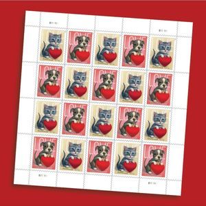 100 Forever 2023 Love Stamps Kitten Puppy First Class USPS‎ Postage Mail Dog Cat